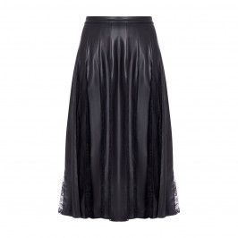MARINA RINALDI FAUX-LEATHER AND LACE SKIRT BLACK - Plus Size Collection