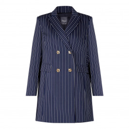 PERSONA BY MARINA RINALDI LONG JACKET NAVY PINSTRIPE - Plus Size Collection