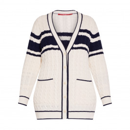 MARINA RINALDI COTTON KNITTED CARDIGAN ECRU - Plus Size Collection