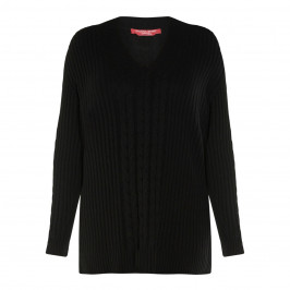 MARINA RINALDI CABLE KNIT SWEATER BLACK - Plus Size Collection