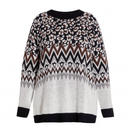 MARINA RINALDI FAIRISLE SWEATER BRONZE - Plus Size Collection