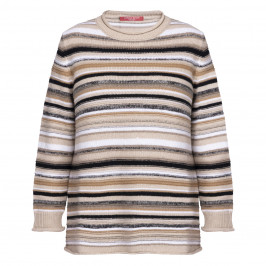 MARINA RINALDI STRIPE SWEATER CARAMEL - Plus Size Collection