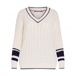 MARINA RINALDI COTTON KNITTED SWEATER ECRU - Plus Size Collection