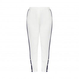MARINA RINALDI PUNTO JERSEY TROUSER WITH NAVY RACING STRIPE - Plus Size Collection