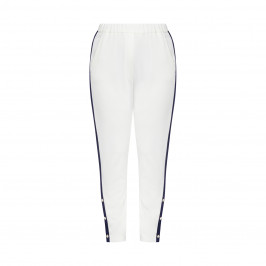 MARINA RINALDI PUNTO JERSEY TROUSER WITH NAVY RACING STRIPE - Plus Size Collection