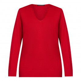 MARINA RINALDI RED V-NECK SWEATER - Plus Size Collection