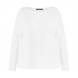 MARINA RINALDI JEWEL EMBELLISHED SWEATER WHITE - Plus Size Collection