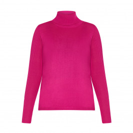 MARINA RINALDI WOOL BLEND POLO NECK FUCHSIA - Plus Size Collection