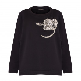 MARINA RINALDI JEWEL EMBELLISHED BLACK SWEATER - Plus Size Collection