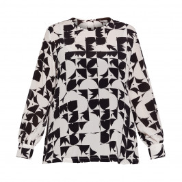 MARINA RINALDI ABSTRACT PRINT SILK TUNIC BLACK AND WHITE - Plus Size Collection