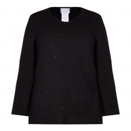 MARINA RINALDI RIBBED SEQUIN SWEATER BLACK - Plus Size Collection