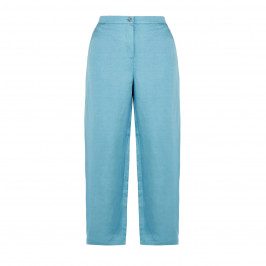 MARINA RINALDI LINEN BLEND TROUSER PALE BLUE - Plus Size Collection