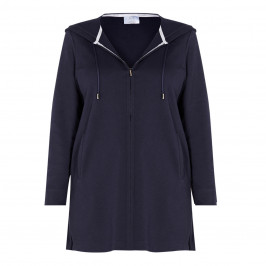 MARINA RINALDI COTTON BLEND HOODY NAVY - Plus Size Collection