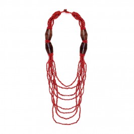Beige wooden beads multi strand NECKLACE - Plus Size Collection