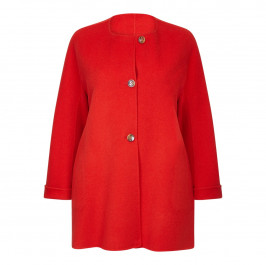 MARINA RINALDI COLLARLESS DOUBLE FACE COAT - Plus Size Collection