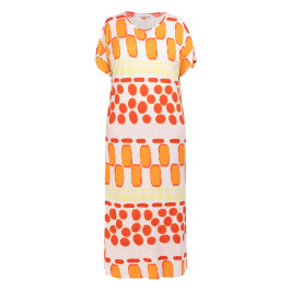Noen Abstract Print Dress Coral  - Plus Size Collection