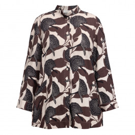 Noen Oversized Long Shirt Print Brown - Plus Size Collection