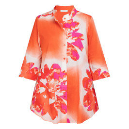 Noen Poplin Printed Shirt Orange  - Plus Size Collection
