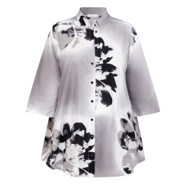 Noen Poplin Printed Shirt Grey - Plus Size Collection