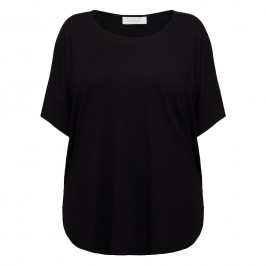 Noen Black Viscose Linen Blend T-Shirt  - Plus Size Collection