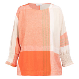 Noen Damask Check Shirt Orange  - Plus Size Collection