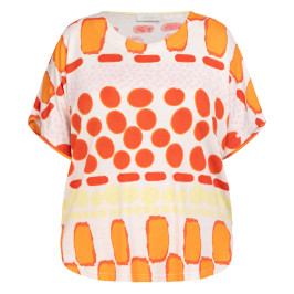 Noen Abstract Print T-Shirt Coral  - Plus Size Collection