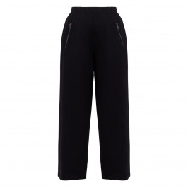 Noen Jersey Wide Leg Trousers With Zip Pockets Black  - Plus Size Collection