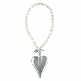 BEIGE SILVER HEART NECKLACE - Plus Size Collection