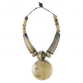 BEIGE LARGE CIRCLE PENDANT NECKLACE - Plus Size Collection