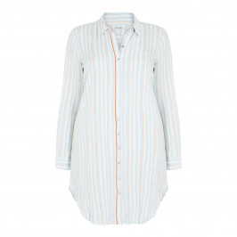 OPEN END LONG PALE BLUE STRIPE SHIRT - Plus Size Collection