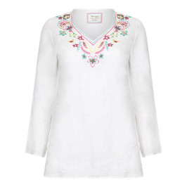 OPEN END LINEN TUNIC EMBROIDERED  - Plus Size Collection