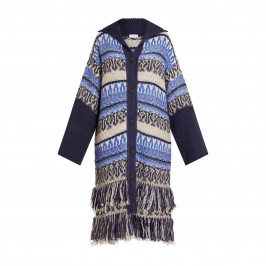 PIAZZA DELLA SCALA LONG FRINGED KNITTED CARDIGAN - Plus Size Collection
