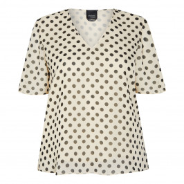 PERSONA BY MARINA RINALDI CREAM AND BLACK CHIFFON POLKA DOT TOP - Plus Size Collection