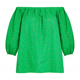 NOW by Persona Broderie Anglaise Top Green - Plus Size Collection