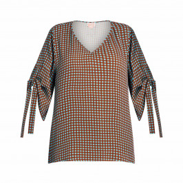 NOW by Persona Spot Print Top Brown and Turquoise - Plus Size Collection