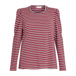NOW BY PERSONA STRIPE LUREX TOP RED  - Plus Size Collection