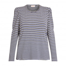 NOW BY PERSONA STRIPE LUREX TOP NAVY  - Plus Size Collection