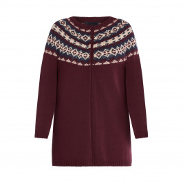 PERSONA BY MARINA RINALDI FAIRISLE KNIT CARDIGAN WINE - Plus Size Collection