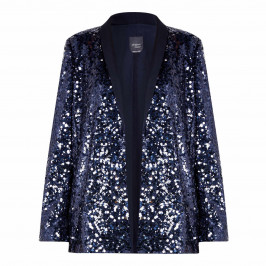 PERSONA BY MARINA RINALDI SEQUIN TUXEDO JACKET NAVY - Plus Size Collection