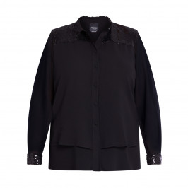 PERSONA BY MARINA RINALDI CHIFFON AND SEQUIN SHIRT BLACK - Plus Size Collection