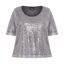 PERSONA BY MARINA RINALDI SILVER SEQUIN TOP - Plus Size Collection