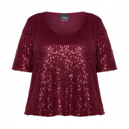 PERSONA BY MARINA RINALDI SEQUIN TOP BORDEAUX - Plus Size Collection