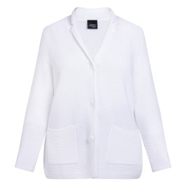 Persona by Marina Rinaldi Ribbed Cotton Cardigan White  - Plus Size Collection