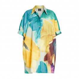 Persona By Marina Rinaldi Oversized Crepe de Chine Shirt Aqua - Plus Size Collection