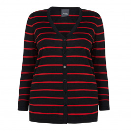 PERSONA BY MARINA RINALDI BLACK AND RED STRIPE CARDI - Plus Size Collection