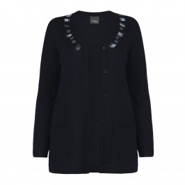 PERSONA navy beaded CARDIGAN - Plus Size Collection