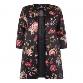 Persona Floral Stretch Satin Coat - Plus Size Collection