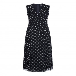 PERSONA BY MARINA RINALDI NAVY POLKA DOT DRESS OPTIONAL SLEEVE - Plus Size Collection