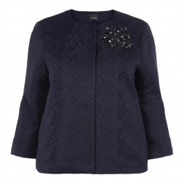 PERSONA BY MARINA RINALDI EMBELLISHED NAVY BROCADE JACKET - Plus Size Collection