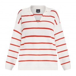 PERSONA BY MARINA RINALDI PURE COTTON SWEATER WHITE AND CORAL - Plus Size Collection